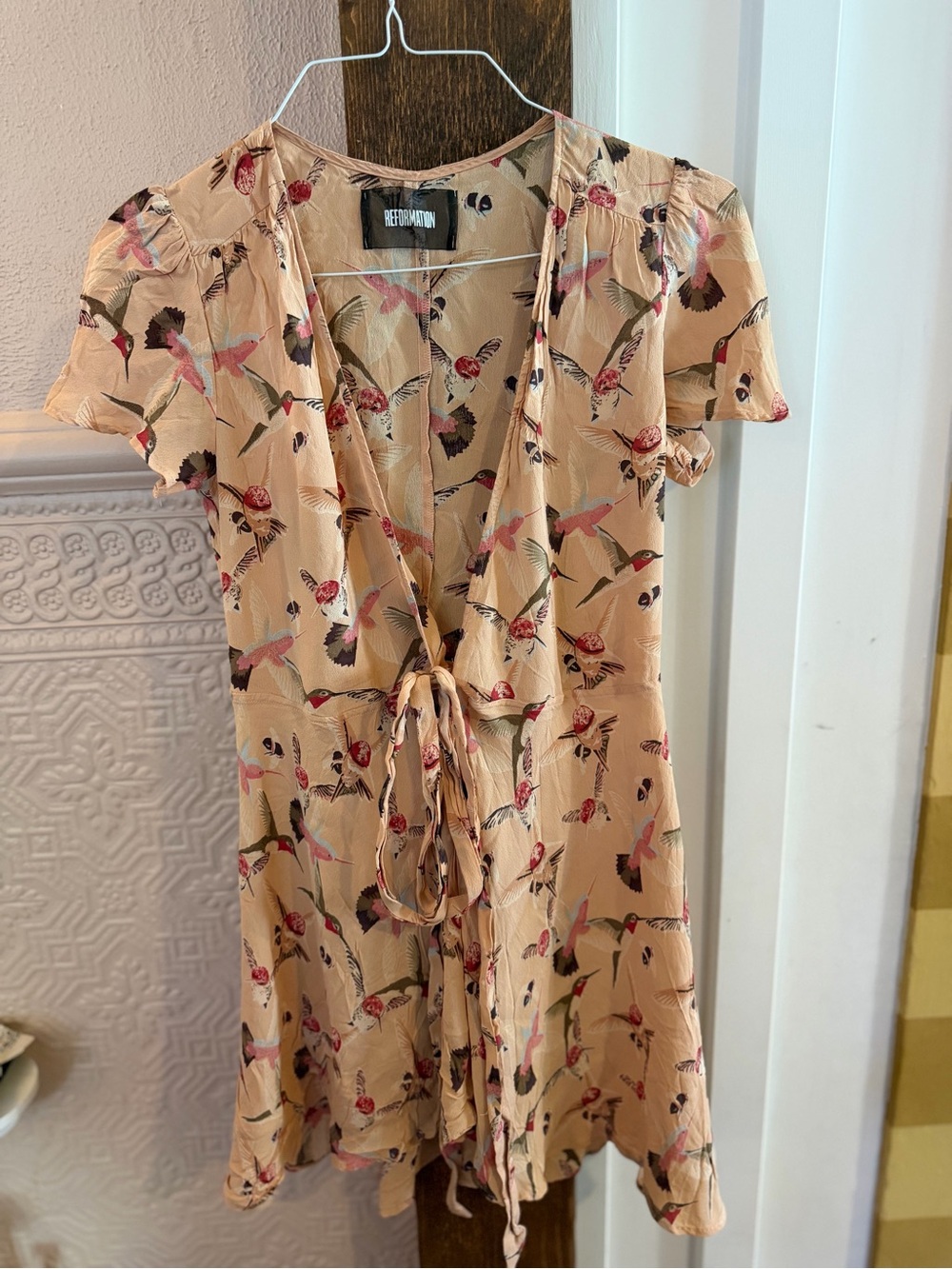 Reformation Hummingbird Tie-Front Mini Dress